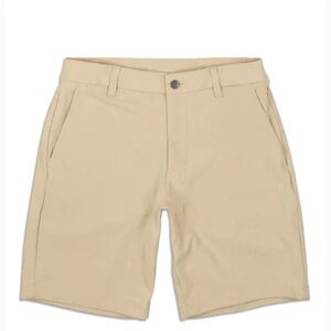 Tan Flat Front Knee-Length Shorts